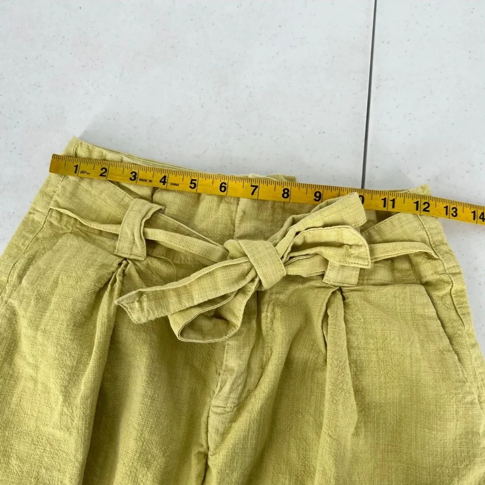 Free People Yellow Paperbag Shorts 0 High Rise Belted Boho Coastal‎ Summer